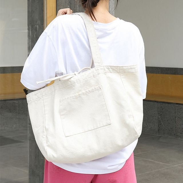 Contrast Stitch Canvas Tote Bag