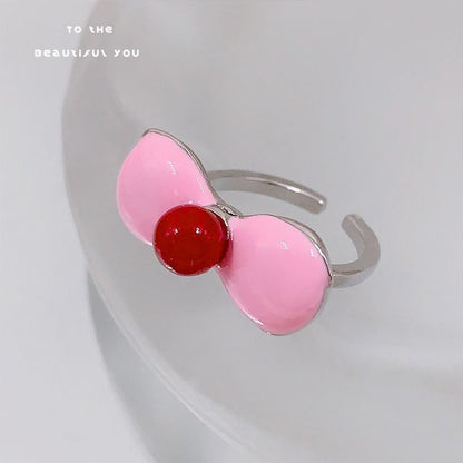 Bow / Heart Gemstone Open Ring