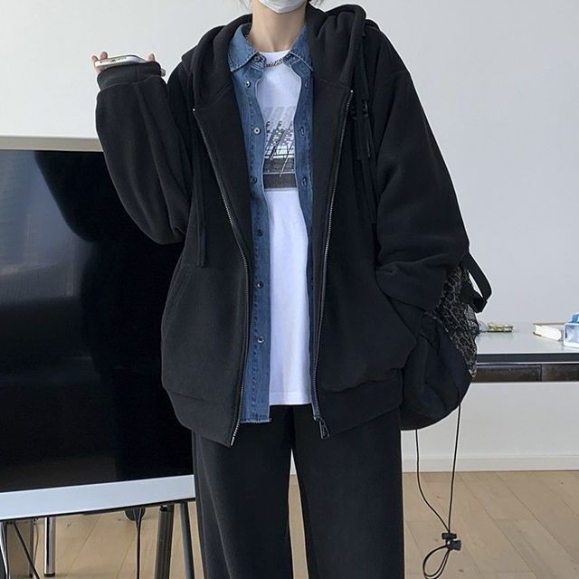 Oversized Plain Hoodie Zip