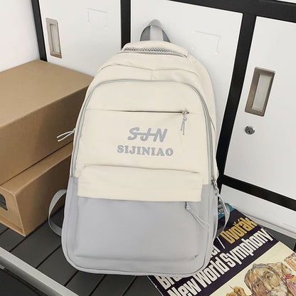 Two Tone Lettering Zip Backpack