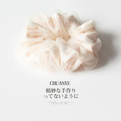 Floral Shirred Fabric Scrunchie