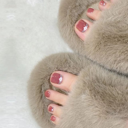 Sequined Faux Toe Press On Nail