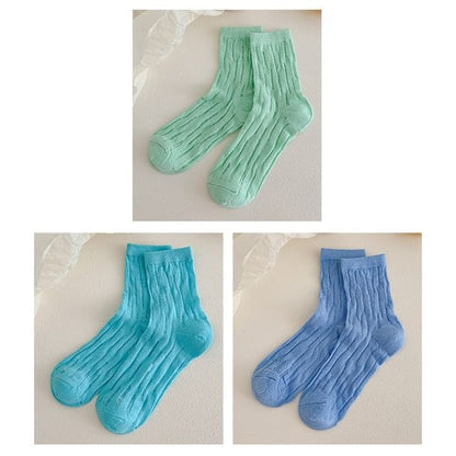 Plain Mesh Panel Socks Set