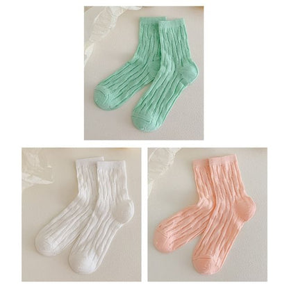 Plain Mesh Panel Socks Set