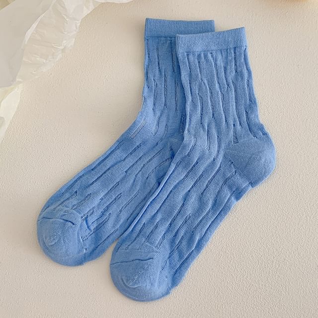 Plain Mesh Panel Socks Set