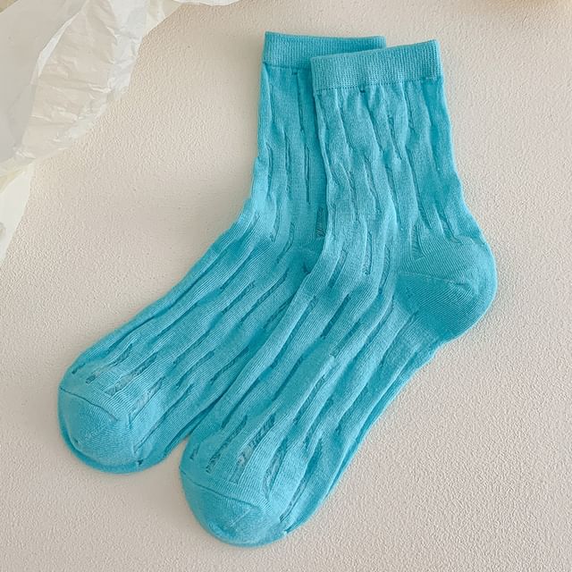 Plain Mesh Panel Socks Set