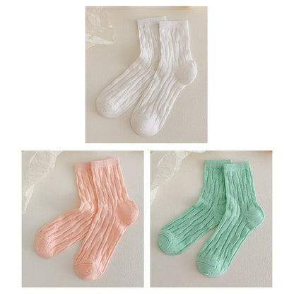 Plain Mesh Panel Socks Set