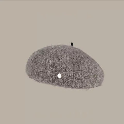 Faux Shearling Beret Hat