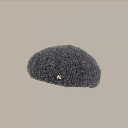 Faux Shearling Beret Hat