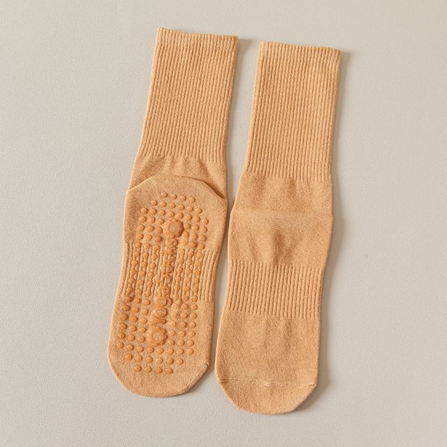 Plain Ribbed Anti-Slip Socks