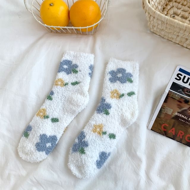 Chaussettes moelleuses à imprimé floral