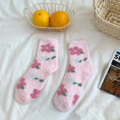 Chaussettes moelleuses à imprimé floral