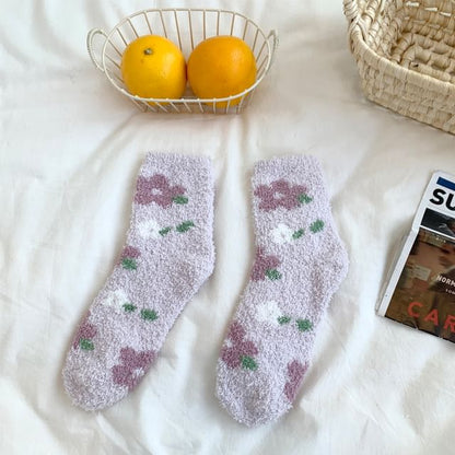 Chaussettes moelleuses à imprimé floral