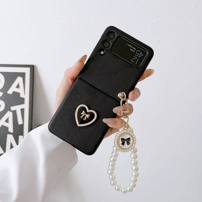 Heart Faux Pearl Charm Phone Case