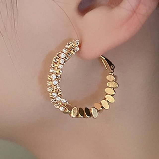 Hoop Earring Rhinestone Alloy