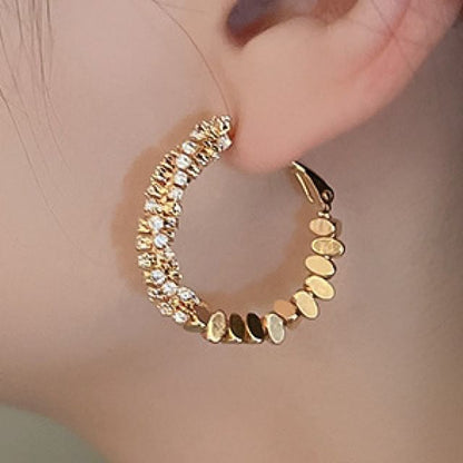 Hoop Earring Rhinestone Alloy