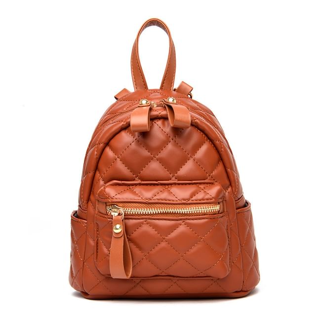 Quilted Leather Faux Backpack