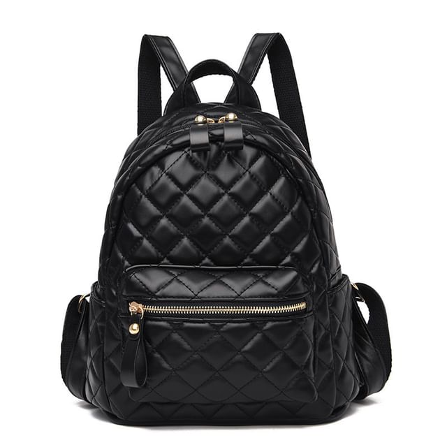 Quilted Leather Faux Backpack