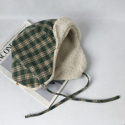 Hat Fleece Plaid Trapper Lined