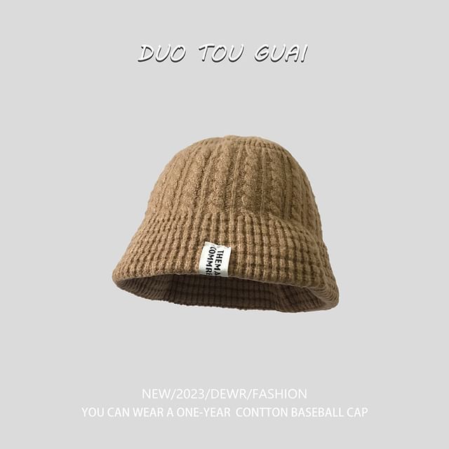 Knit Bucket Hat Lettering Applique