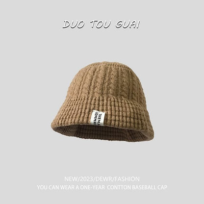Knit Bucket Hat Lettering Applique