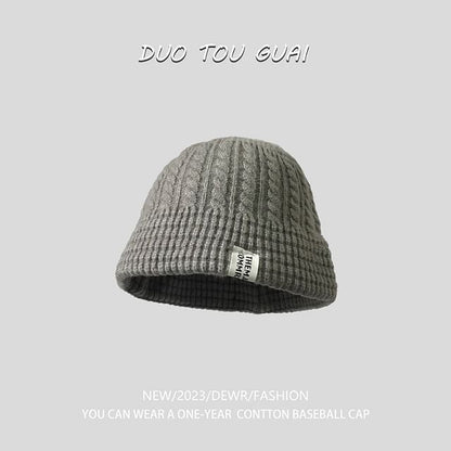 Knit Bucket Hat Lettering Applique