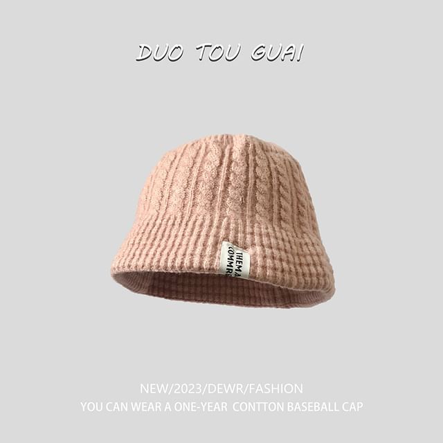 Knit Bucket Hat Lettering Applique