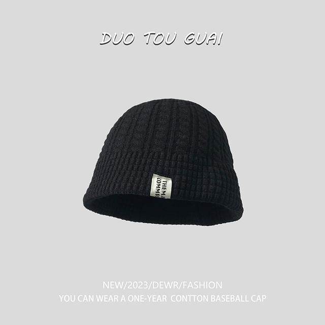 Knit Bucket Hat Lettering Applique
