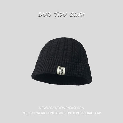 Knit Bucket Hat Lettering Applique