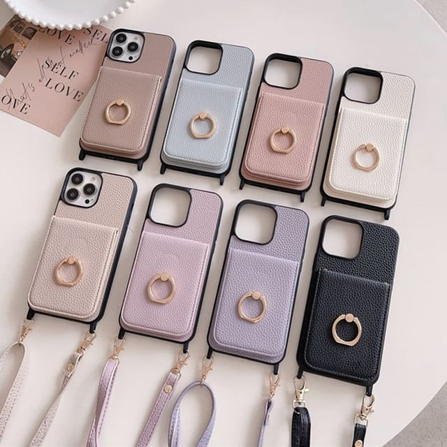 Case Faux Holder Card Leather Phone