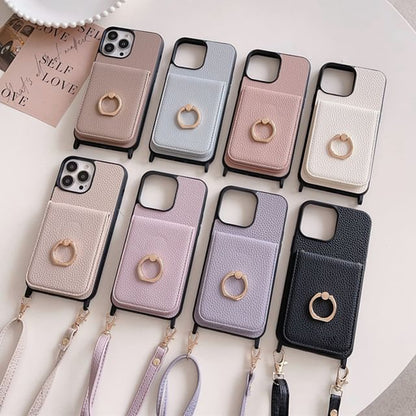 Case Faux Holder Card Leather Phone