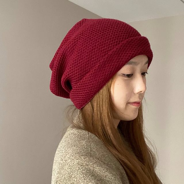 Multi-Way Beanie Knit Plain Scarf /