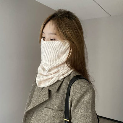 Multi-Way Beanie Knit Plain Scarf /