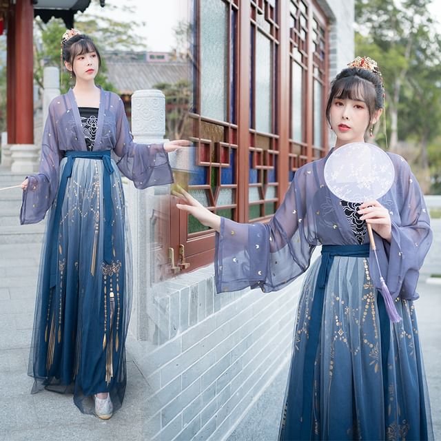 Patterned Print Hanfu Costume Set