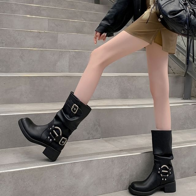 Boots Mid Calf Buckled
