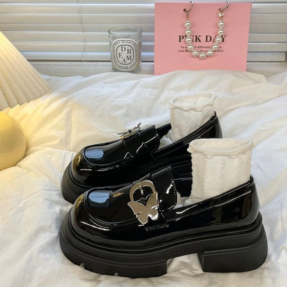 Butterfly Buckle Platform Loafers