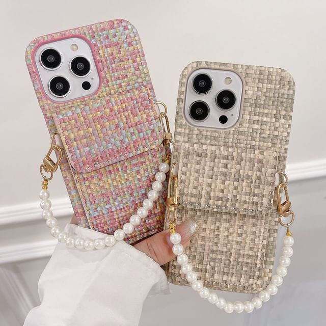 Faux Pearl Fabric Case Phone