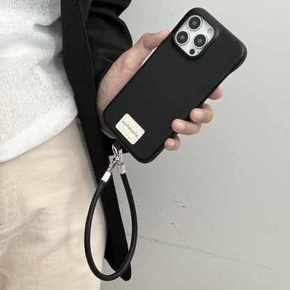 Lettering Applique Leather Faux Phone Case