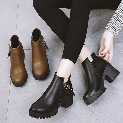 Heel Ankle Platform Chunky Boots