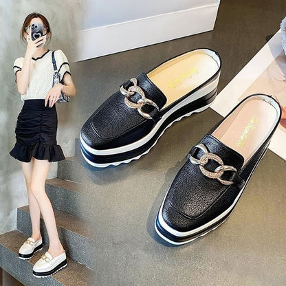 Chain Platform Loafer Detail Mules