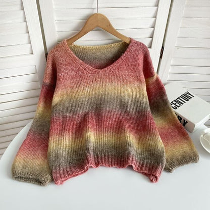 V-Neck Gradient Sweater