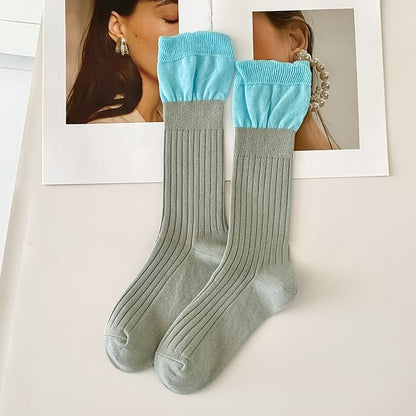 Two Tone Ribbed Socks / Set