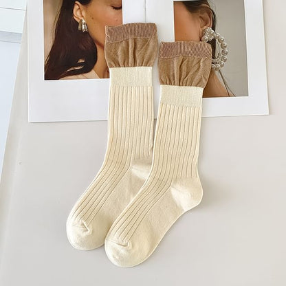 Two Tone Ribbed Socks / Set