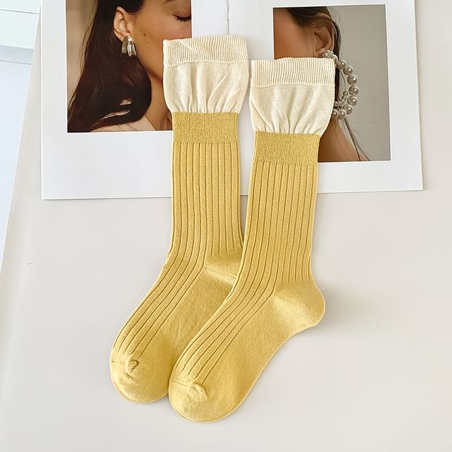 Two Tone Ribbed Socks / Set