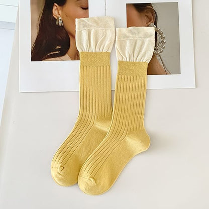 Two Tone Ribbed Socks / Set