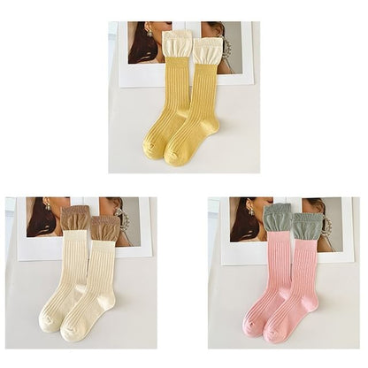 Two Tone Ribbed Socks / Set