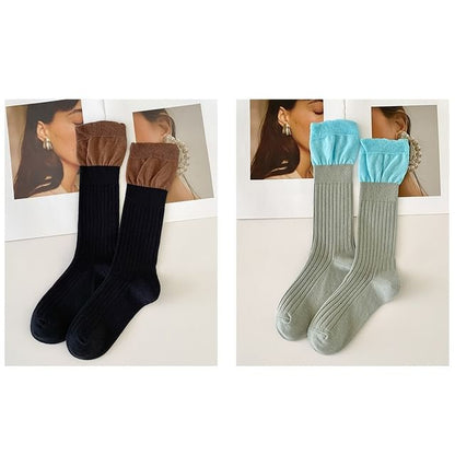 Two Tone Ribbed Socks / Set