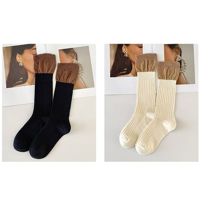 Two Tone Ribbed Socks / Set