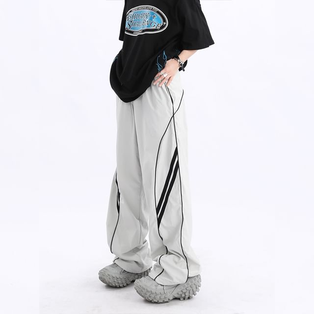 Low Waist Striped Loose-Fit Wide-Leg Sweatpants