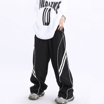 Low Waist Striped Loose-Fit Wide-Leg Sweatpants